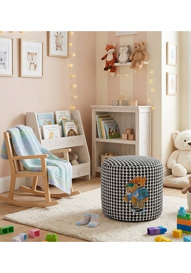Missidea Elektronik Baskılı Silindir Puf Bear Çok Renkli