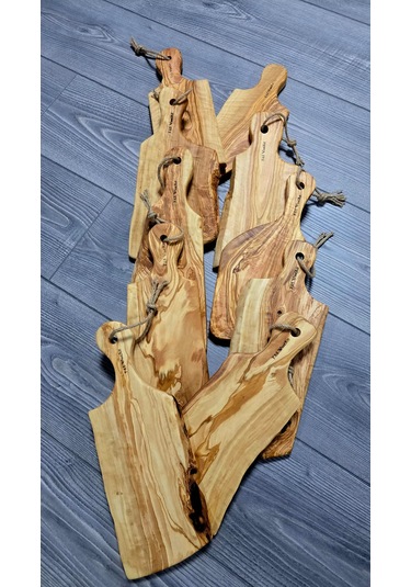 Tek Parça Yekpare Edremit Doğal Zeytin Ağacı Saplı Kesme Tahtası
