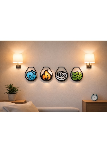 4 Element Duvar Süsü Karışık Renkli