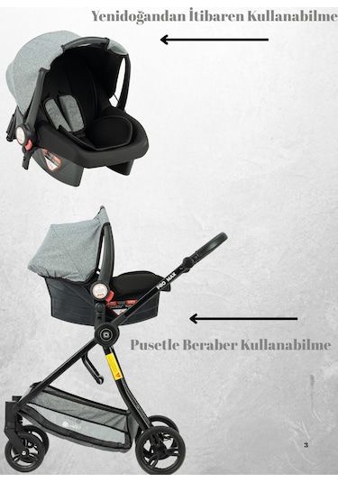 Quard Promax Travel Sistem Bebek Arabası Gri