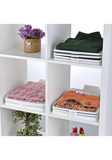 10 Adet T-shirt Düzenleyici Dolap İçi Düzenleyici Beyaz