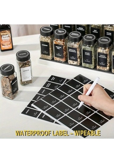 Trendooze Kahverengi 12li Cam Baharat Şişesi Seti 4oz Kapaklı Fırınlı Funnel Ve Kalem Kahverengi Siyah