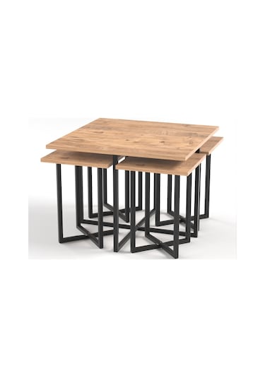 Retodesign Açelya Kare Orta Sehpa Ve 4 Zigon Sehpali Takim 5005
