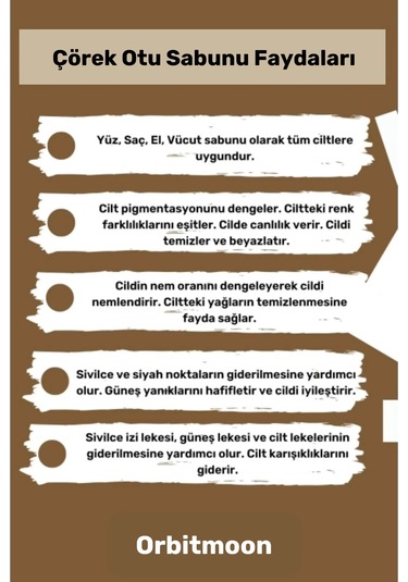 %100 Bitkisel Doğal El Yüz Saç Cilt Vücut Hoş Kokulu Orijinal Saf Çörek Otu Sabunu 120g - 1 Adet