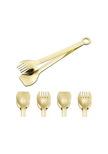 Mini Meze Maşası Altın Kaplama Paslanmaz Çelik 6 İnç 5'li Set B