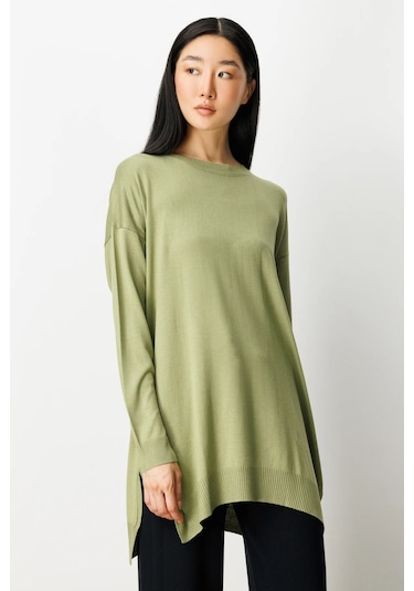 On Fashion On Salaş Verev Sıfır Yaka Tunik Bej