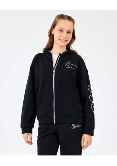 Skechers G Lw Fleece Full Zıp Sweatshirt Büyük Kız Çocuk Siyah Sweatshirt Sk2520009-1602 Siyah