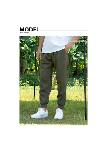 Sonbahar Ve Kış Düz Renk Erkek Bağcıklı Eşofman Altı Erkek İnce Polar Spor Pantolonu Mavi