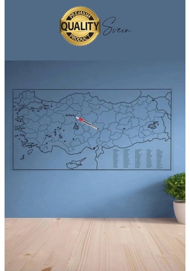 Duvara Yapışabilen Ev Okul Stickerı Dekoratif Büyük Boy Yazılabilir Türkiye Haritası Manyetik Şeffaf Çok Renkli