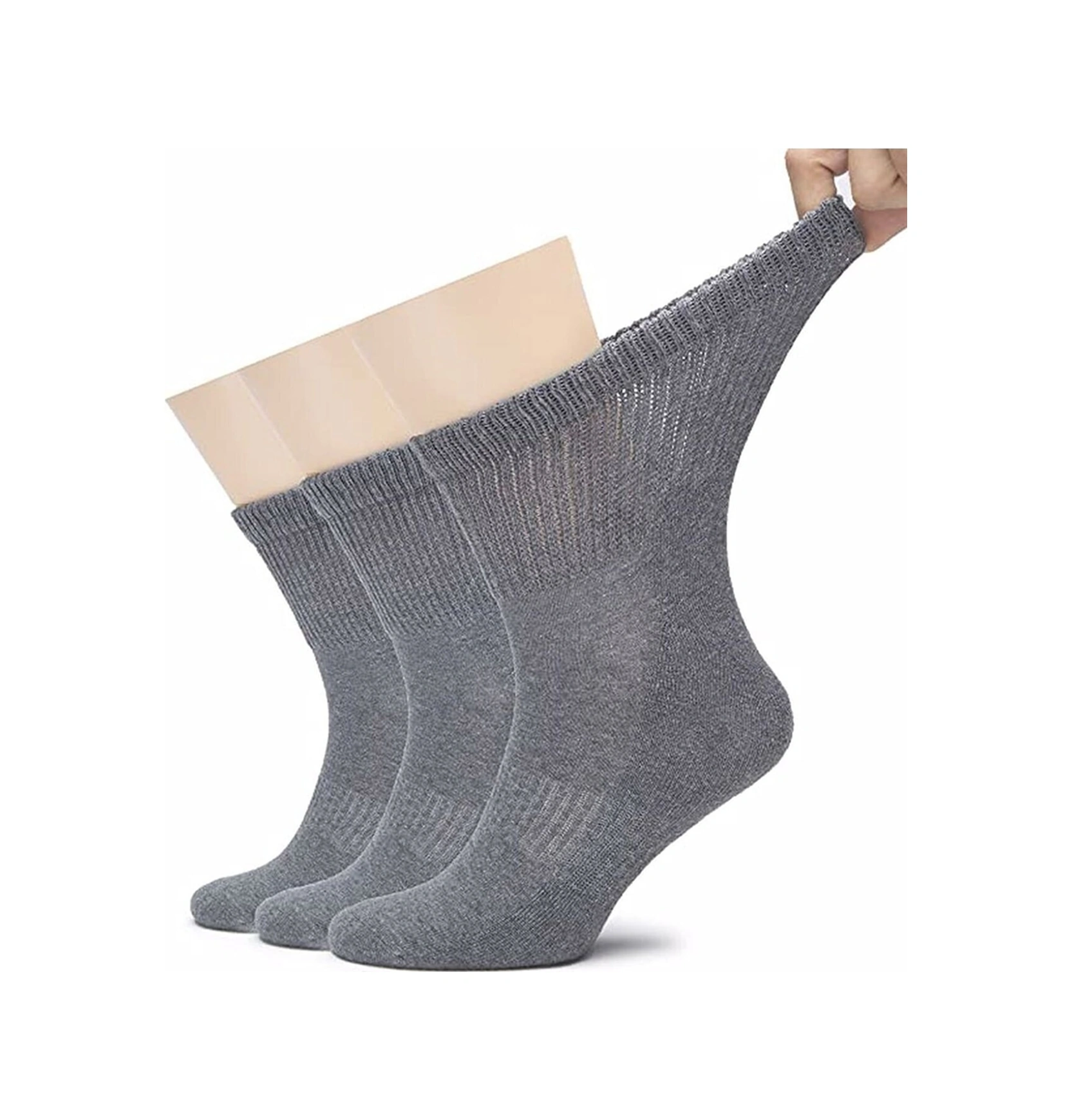 Tezzgelsin Erkek 40 - 44 Pamuklu Penye Diabetik Çorap Şeker Çorabı Lastiksiz Ve Koku Önleyici Çorap 3 Adet Füme