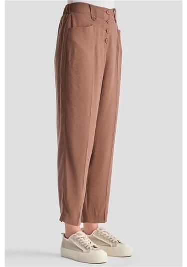 Armine Düğmeli Modal Pantolon 24k2621 Acı Kahve Kahverengi