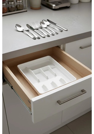 Soft Beyaz Akrilik Raf İçi Kaşıklık 26,5 34,5 4,5 Cm Çok Renkli