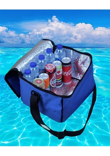 Çanta Termos Soğuk Sıcak Tutucu Yalıtımlı Piknik Kamp Plaj Omuz Çantası Mavi