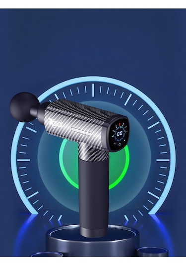 7go 7gmg3 Masaj Tabancası 8 Başlık 30 Kademe Hız Lcd Ekran Sessiz Güçlü Motor 1500mah Bata Siyah