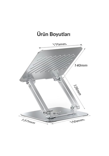 Juo Jnr360 Dönebilen Alüminyum Tablet Standı Yükseklik Ve Eğim A