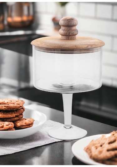 The Mia Madera Ayaklı Kurabiye Kavanozu 34x21x21 Cm