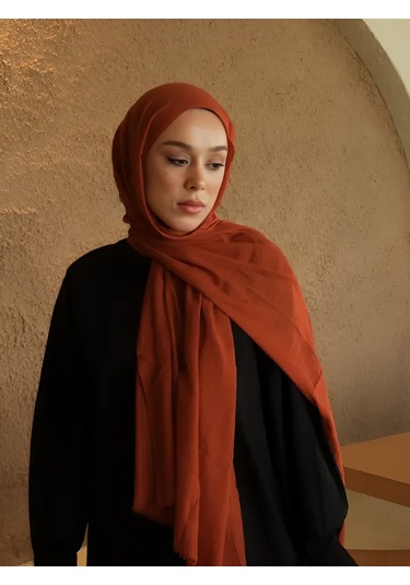 Moda Kaşmir Neo Pamuk Şal Serisi Kiremit