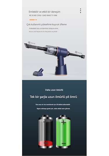 Akülü Mini Şarjlı Dik Süpürge - Siyah