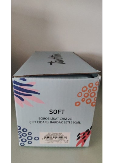 Borosilikat Cam 2li Çift Cidarlı Bardak Seti 250ml Soft Cam24010bs2