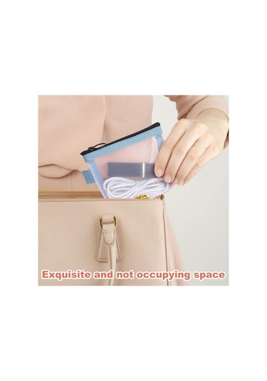 Monyee 3 Adet Mini Şeffaf Nilon Mesh Çantalar - Seyahat Kosmetik, Anahtar, Kart Organizer Çantaları Mavi, Pembe, Yeşil