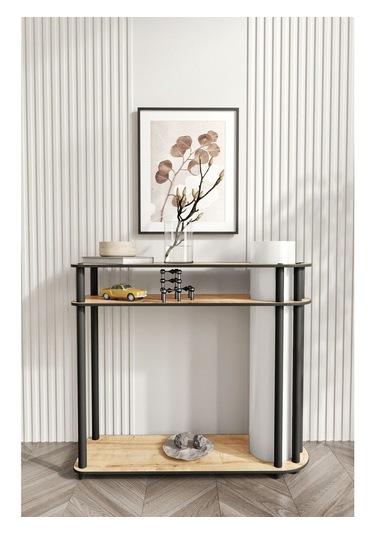 Ravilo Caprio Dresuar Dekoratif Raflı Lambader Meşe