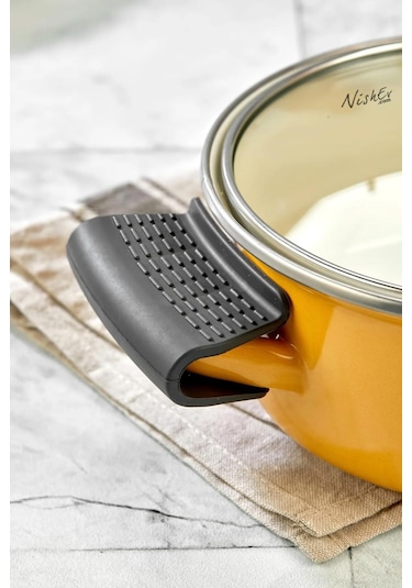 Nishev Yanmaz Yapışmaz Silikon Tencere Tutacağı Silikon Kulp Tutacak 5 Adet Çift Siyah