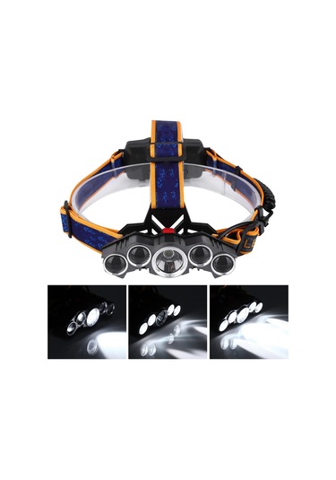 Yunboo Usb Şarjlı 5 Led Fenerli Kafa Lamba - 20000lm Zoomlu - Ipx6 Su Geçirmez - Alüminyum + Abs - Pilli Değil 18650 Batarya Gereklidir Diğer