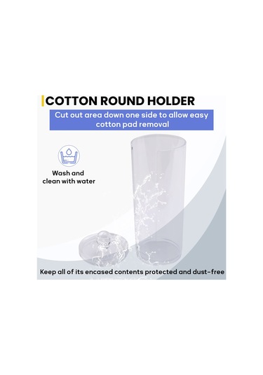 Leasetake Yüz Makyajı Kabı Pamuk Pedleri Yuvarlak Kapaklı Dağıtıcı Şeffaf Akrilik Dağıtıcı Pamuk Şeffaf