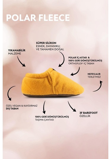 Hopfrög Kids Polar Fleece Sarı Polar Barefoot Patik Sarı
