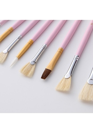 Willowhaven 10 Adet/takım Sanat Fırçası, Domuz Kıl Balık Kuyruğu Guaj, Demir Kutu Pembe Çubuk