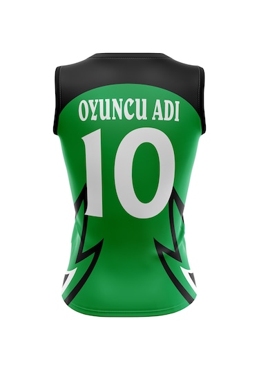Voleybol Forması Dijital Baskı Kişiye Özel Tasarım Tek Üst M715 Siyah - Yeşil