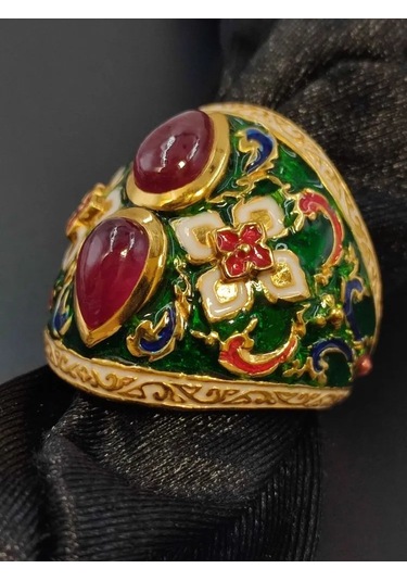 925 Ayar Gümüş Mine İşlem Yüzük 253 Altın