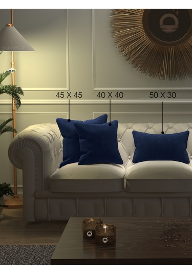 Gece Mavisi Kırlent , Yastık Kılıfı Kadife Görünümlü Velvet Touch Serisi Gece Mavisi