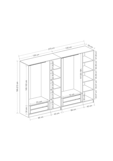 Kale 6 Kapaklı 4ç Taçlı Dolap Mebran İlkbahar Antrasit 210cm Antrasit