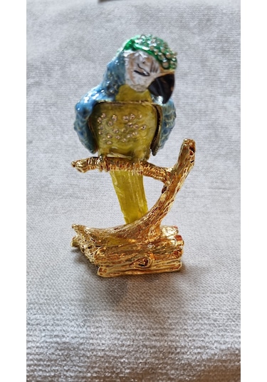 Zirkon Taşlı Emaye Papağan Kutu Biblo 001