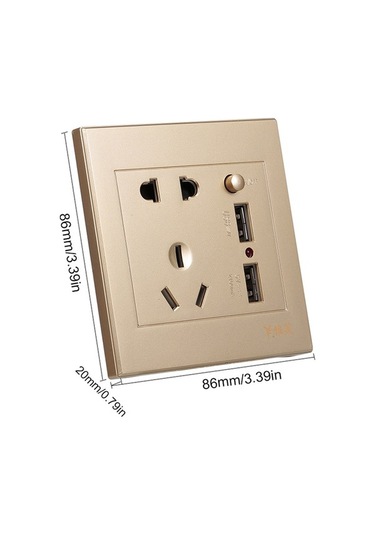 Pazly Altın Renk Lemestar Duvar Prizi, 2 Soket + 2 Usb 2100ma, Ev-ofis-restoran Kullanım, Kolay Kurulum, Kaliteli Malzeme