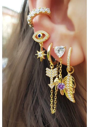 MorMajor Silver Ithal Dolu Taşlı Gümüş Kıkırdak-5545