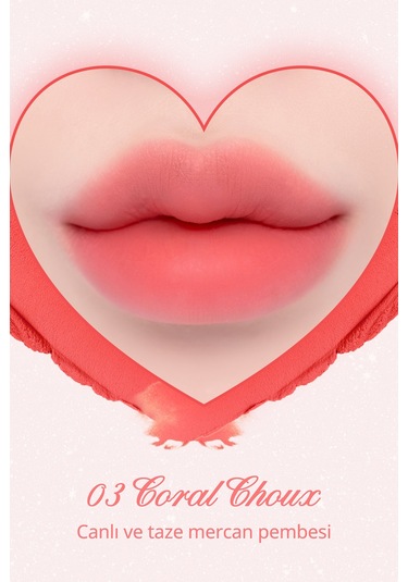 Dasique Kalp Tasarımlı Yoğun Pigmentli Köpük Yapılı Kadife Bitiş Sunan Ruj Souffle Color Pot 03 Coral Choux 03 Coral Choux