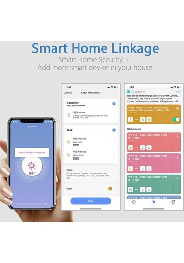 Pazly Tuya Zigbee Işık Sensörü Akıllı Ev Aydınlatma Parlaklık Sensörü, Wi-fi/zigbee Bağlantı, Beyaz, 30x16x58mm
