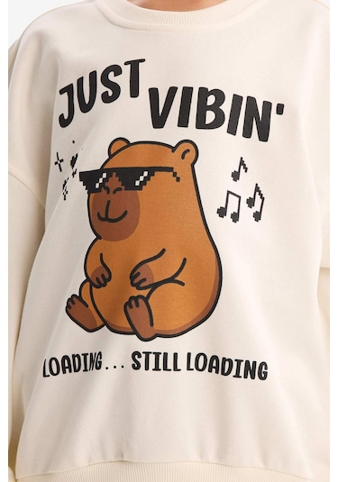 Defacto Kız Çocuk Relax Fit Bisiklet Yaka Baskılı Sweatshirt G3406a825wner105 Ekru-er105 Defacto Kız Çocuk Relax Fit Bisiklet Yaka Baskılı Sweatshirt G3406a825wner105 Ekru-er105