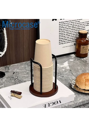 Microcase Ahşap Görünümlü Bardak Tutucu Düzenleyici Tek Bölmeli Al5435 Siyah