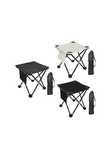 Kamp Taburesi Mini Katlanır Tabure Hafif Kompakt Pratik Siyah