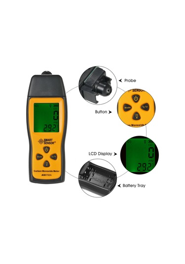 Springsun Akıllı Sensör El Tipi Karbon Monoksit Ölçer Yüksek Hassasiyetli Co Gazı Test Cihazı Monitör Dedektör Ölçer Lcd Ekran