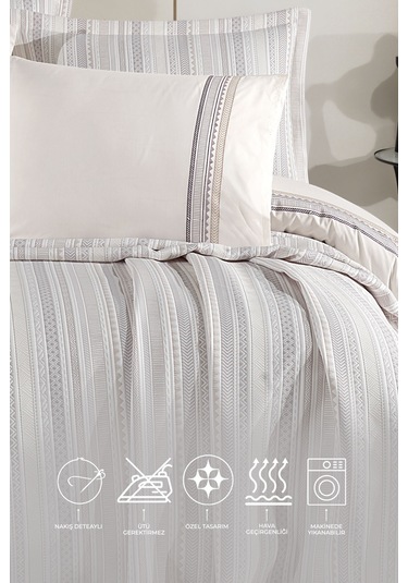 Elart Mellow Modern Çeyiz Paketi 7 Parça 240x250 Cm Gri Gri