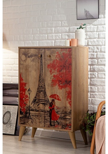 Mary Eyfel / 4 Raflı 2 Kapaklı Çok Amaçlı Mutfak Dolabı Banyo Dolabı Çok Amaçlı Dolap Kahverengi