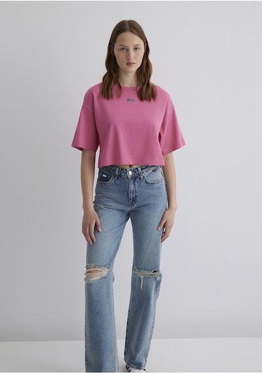Mavi - Mavi Logo Baskılı Pembe Tişört 1611585-84670 Pembe