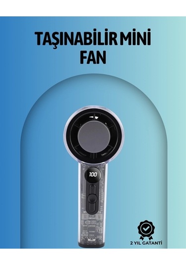 Şeffaf Kasa El Fanı 5v 2a 100 Kademeli Hava Akışı Type-c Girişli