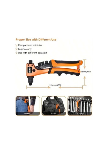 Willowhaven Goxawee 80 Adet Perçinli Turuncu Metal Mandrenli Tek Elle Perçin Tabancası Kiti