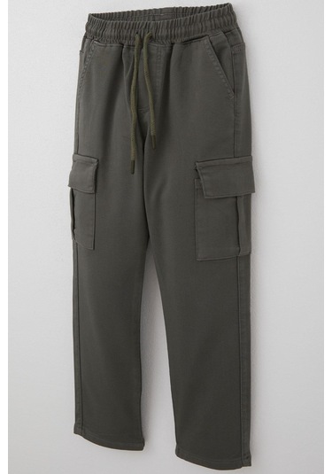 Breeze Erkek Çocuk Pantolon Kargo Cepli Beli Lastikli 6-10 Yaş, Haki Yeşil Haki Yeşil