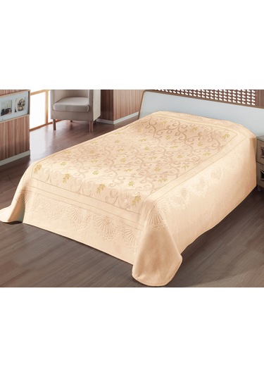 Merinos Pırıltı Embos Vizon Battaniye 220x240 Kutulu Bej-gold Bej-gold Bej